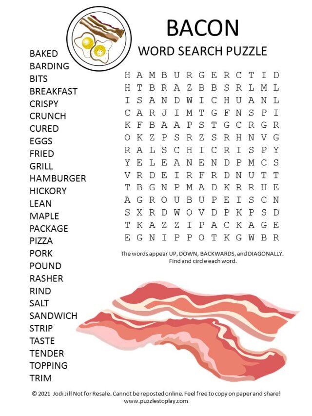 Bacon Word Search Puzzle Puzzles To Play