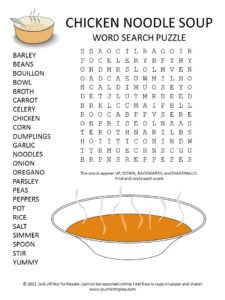 Chicken Noodle Soup Word Search Puzzle