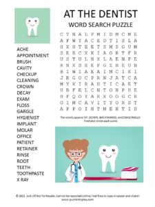 Dentist Word Search Puzzle