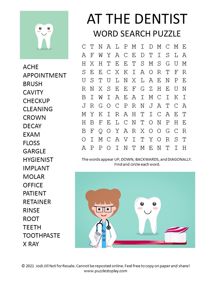 Dental Puzzles And Activities