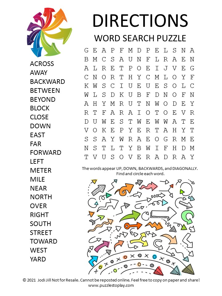 Directions Word Search Puzzle