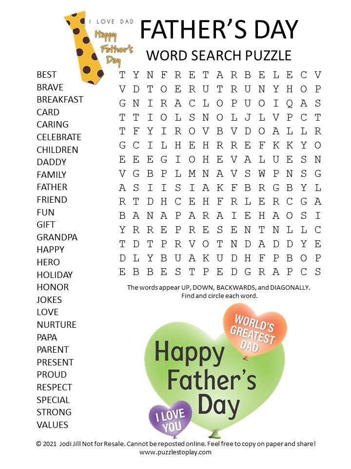 father s day word search puzzle puzzles to play