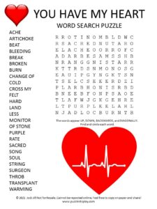 My Heart Word Search Puzzle