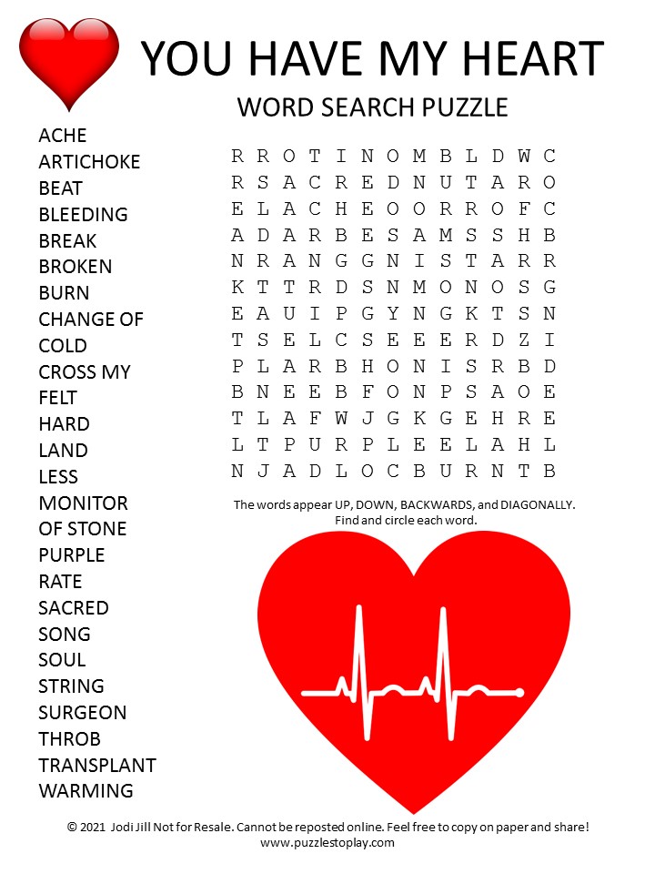 White sweatshirt with wordsearch heart print