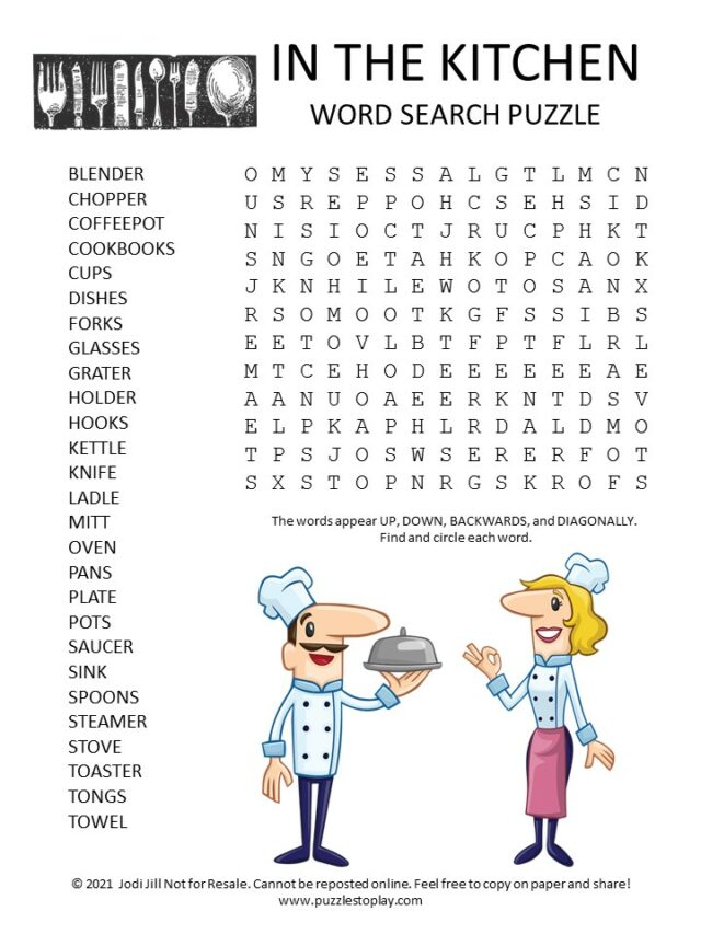 Kitchen Word Search Puzzle Puzzles To Play