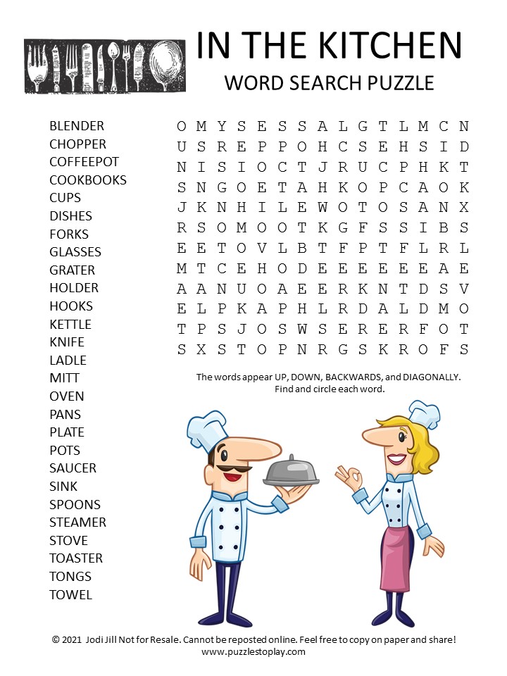 kitchen search word search answers