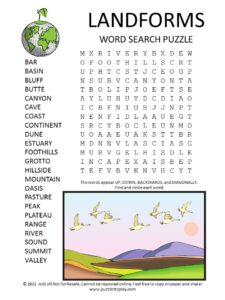 Landforms Word Search Puzzle