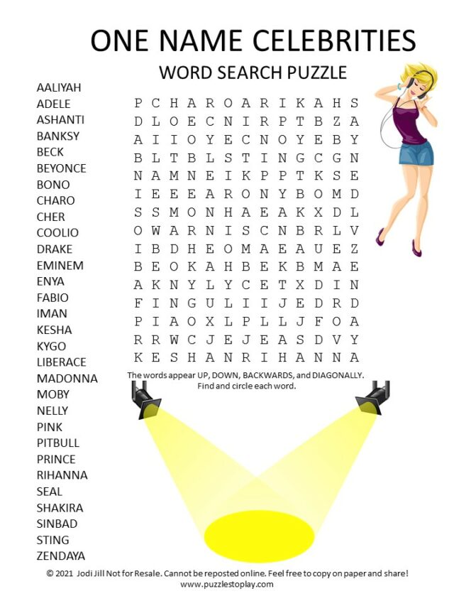 Celebrity Word Search Puzzle Free Printable Allfreeprintable Com Gambaran