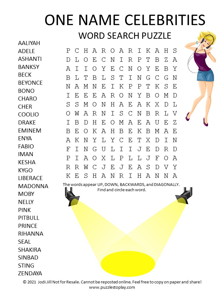 biography word search