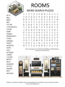 Rooms Word Search Puzzle