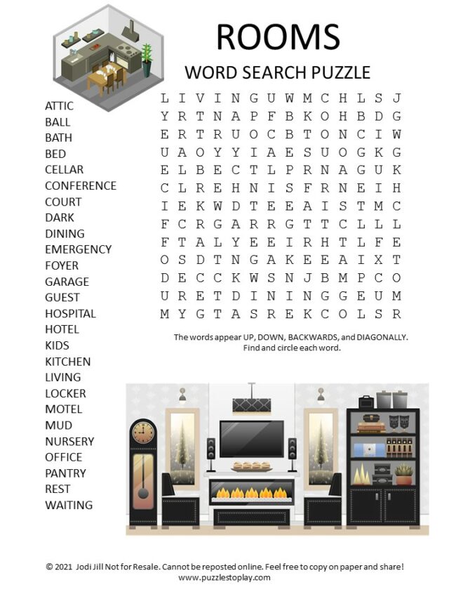 Rooms Word Search Puzzle Puzzles To Play