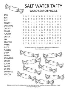 Salt Water Taffy Word Search Puzzle