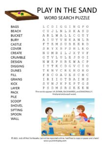 Sand Word Search Puzzle