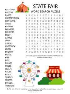 State Fair Word Search Puzzle