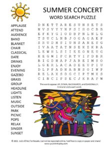 Summer Concert Word Search Puzzle