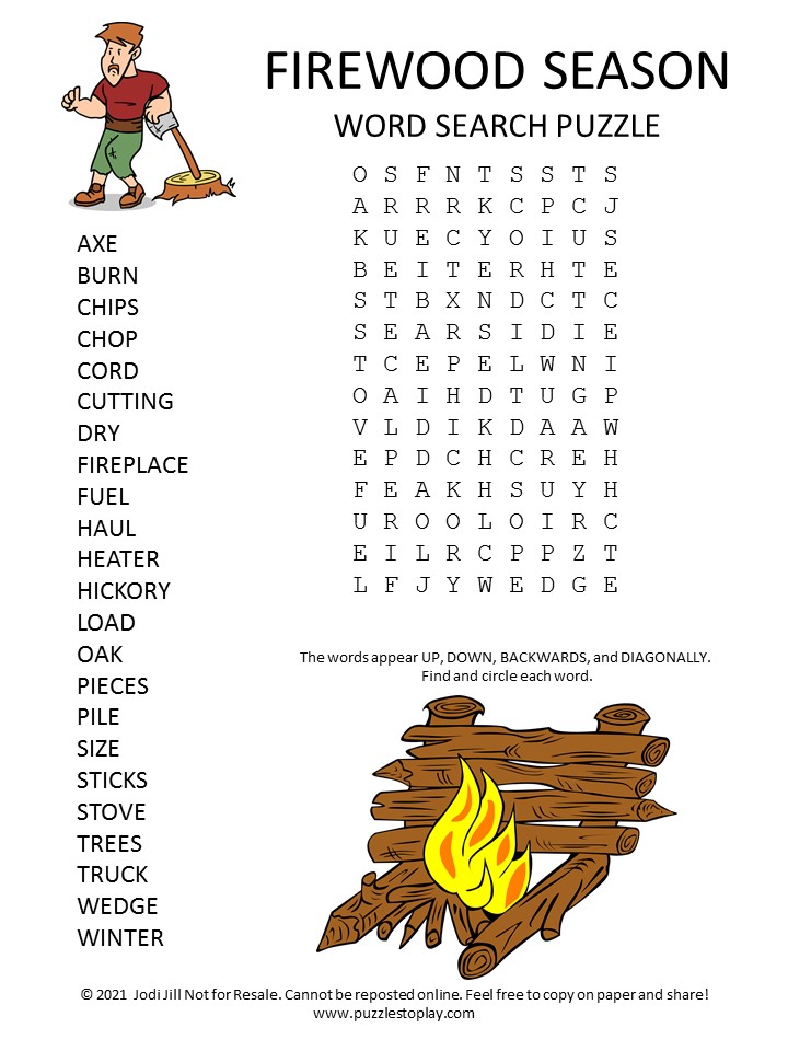 Firewood Season Word Search Puzzle