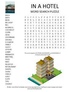 Hotel Word Search Puzzle