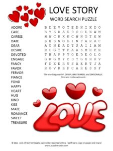 Love Story Word Search Puzzle