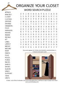 Organize Your Closet Word Search Puzzle