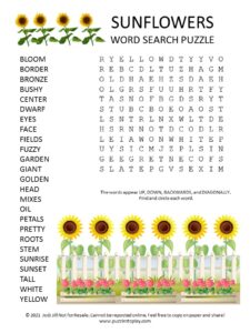 Sunflowers Word Search Puzzle