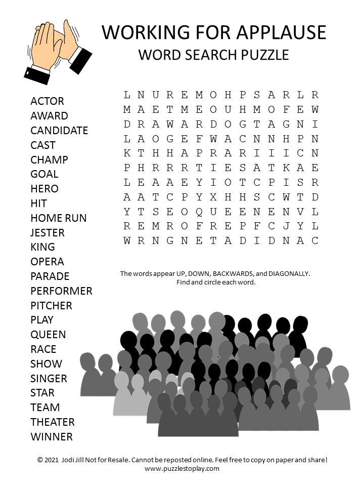 Working for Applause Word Search Puzzle