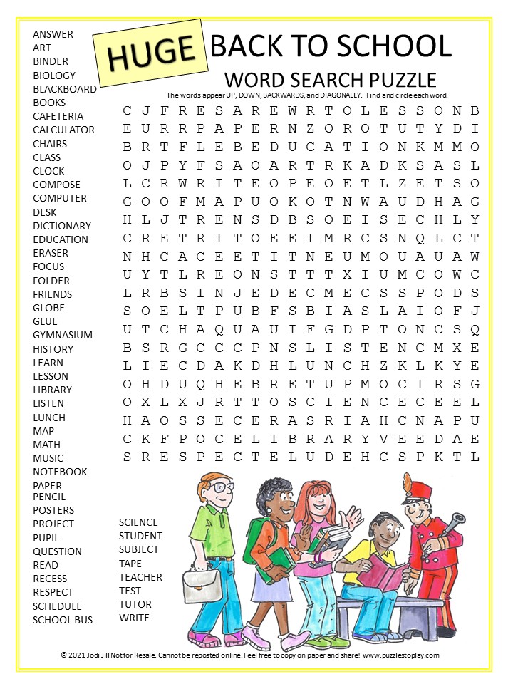 huge back to school word search for kids puzzles to play