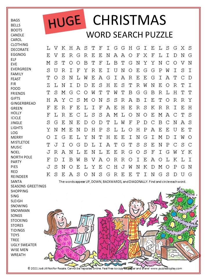 Huge Christmas Word Search for Kids