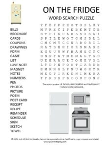 On the Refrigerator Word Search Puzzle