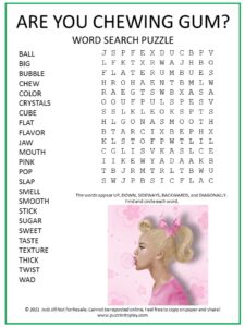 Chewing Gum Word Search Puzzle