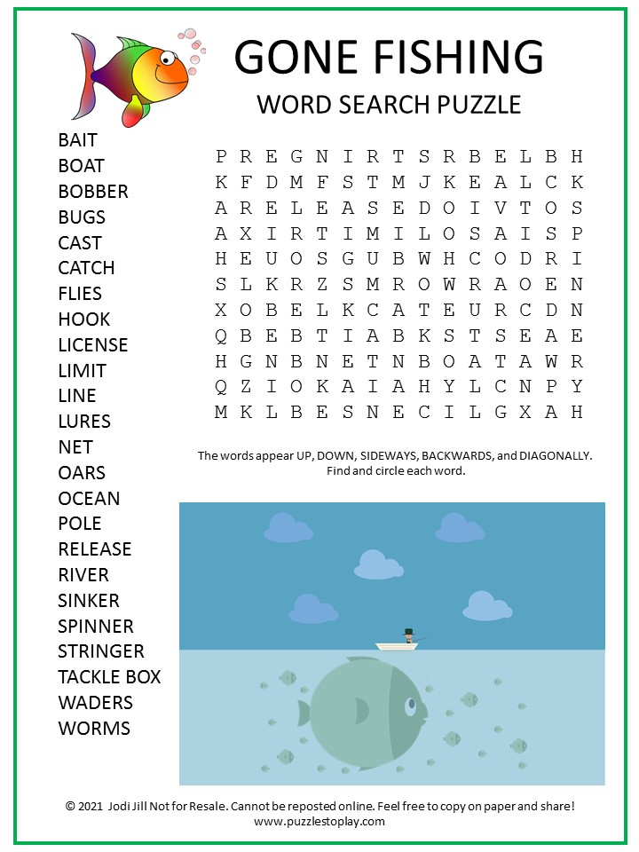 Fish Word Search Printable