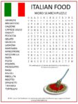 Italian Food Word Search Puzzle
