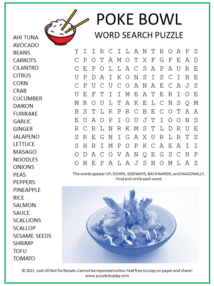 Poke Word Search Puzzle