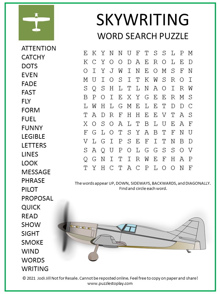 Skywriting Word Search Puzzle