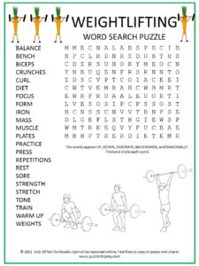Weightlifting Word Search Puzzle