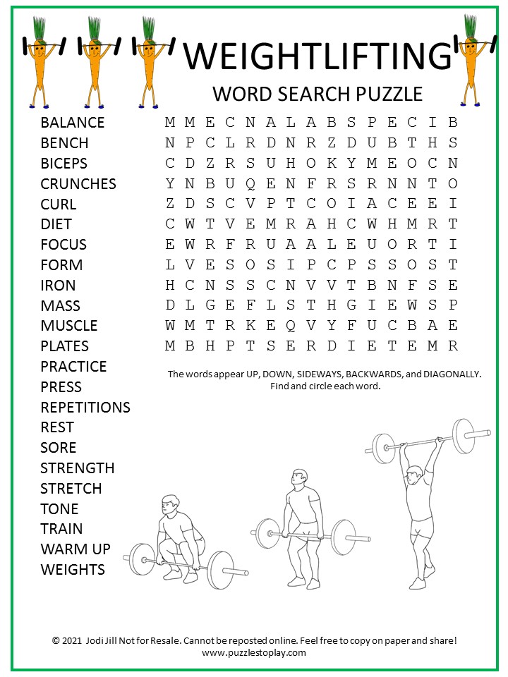 Weightlifting Word Search Puzzle