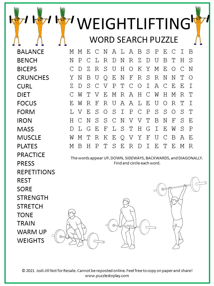 At the Gym Word Search