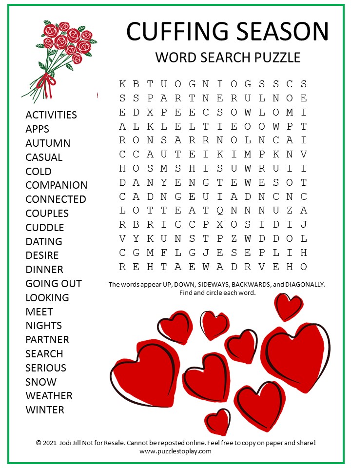 Cuffing Season Word Search Puzzle