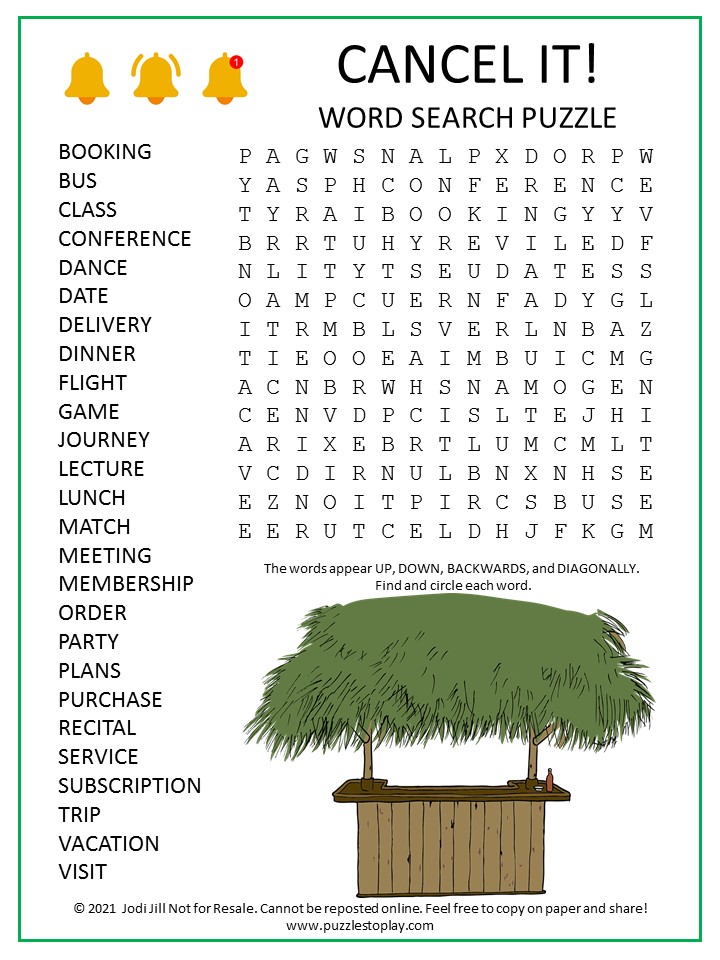 Cancel It Word Search Puzzle