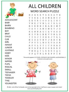 Children Word Search Puzzle