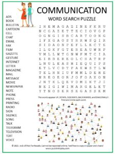 Communication Word Search Puzzle