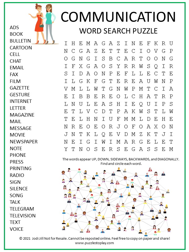 Communication Word Search Puzzle