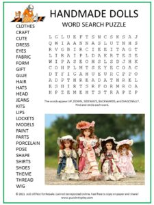 Handmade Dolls Word Search Puzzle