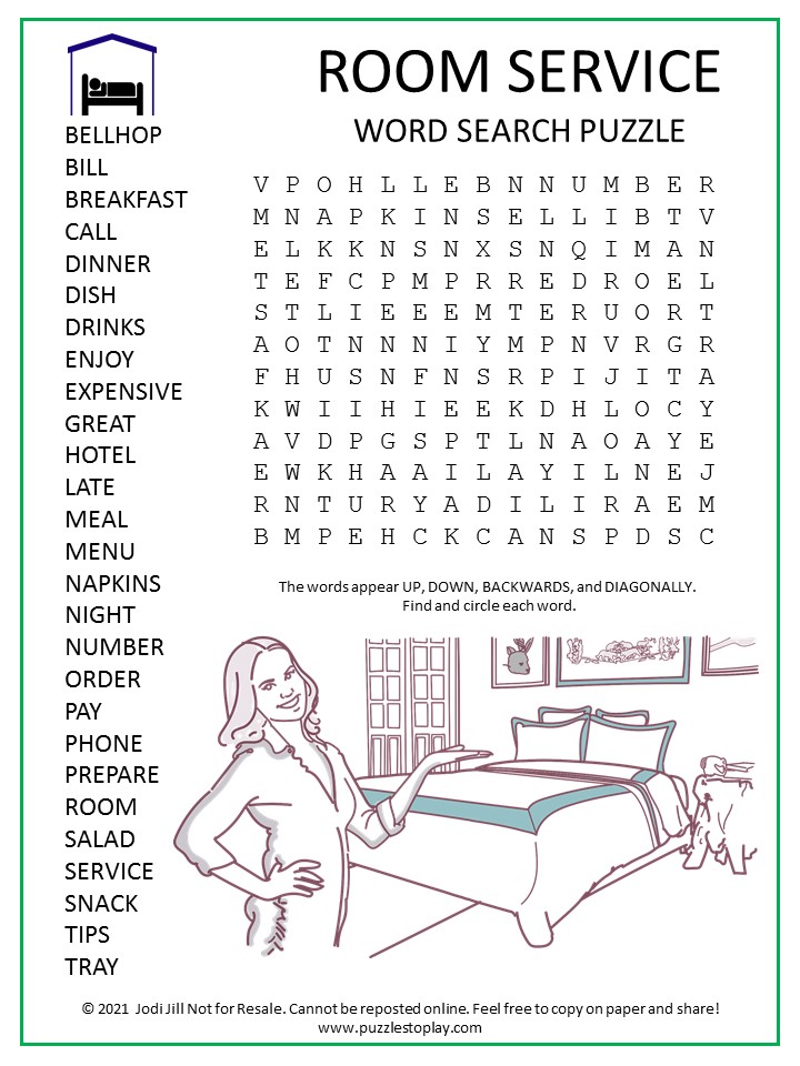 Room Service Word Search Puzzle
