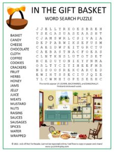 Gift Basket Word Search Puzzle
