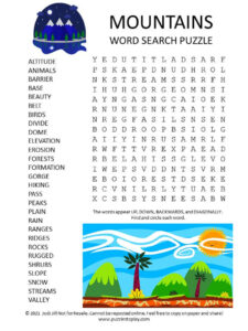 Mountains Word Search Puzzle image
