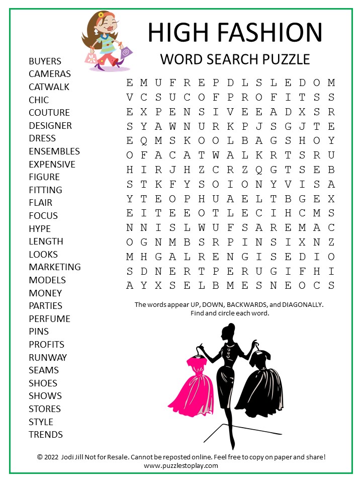 Luxury Brands Word Search