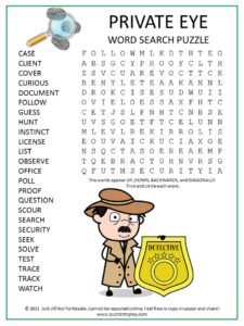 Private Eye Word Search Puzzle