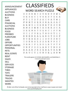 The Classifieds Word Search Puzzle