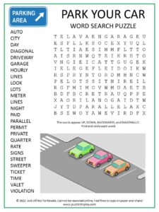 Park Your Car Word Search Puzzle