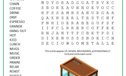 Starbucks Word Search Puzzle